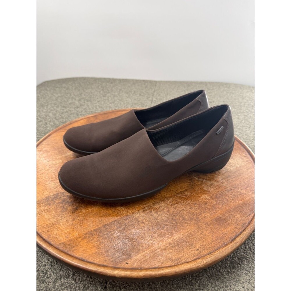 Ecco Shoes Wm 39 US 8-8.5 Rise GTX Waterproof Brown Fabric Slip On Wedge Loafer